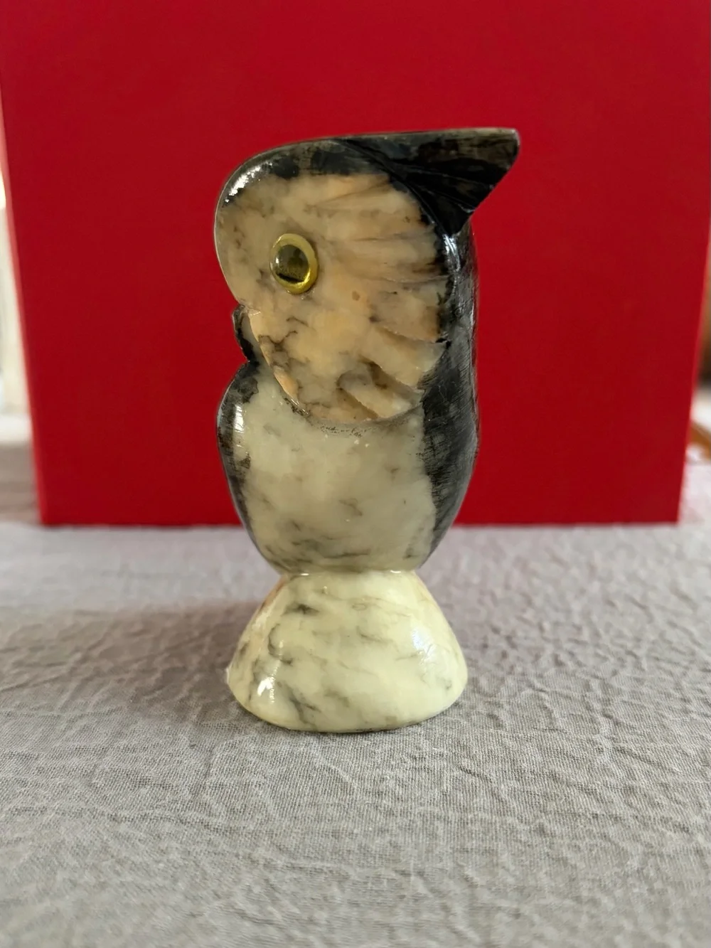 Hand Carved Owl Alabaster Stone Figurine Made In Italy 3.5 inches